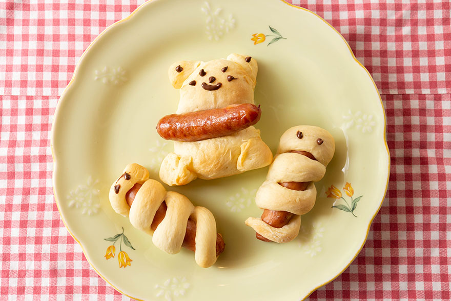 ソーセージのミイラパンが焼きあがりました。